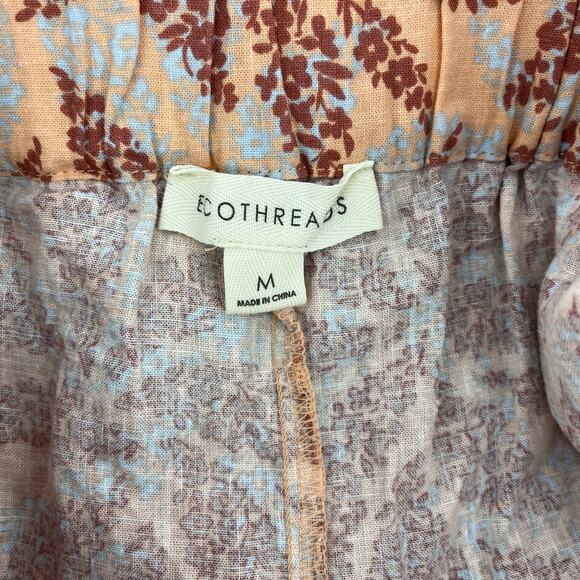 Ecothreads Womens Pink Linen Blend Floral Relaxed Shorts Elastic Waist Hi-rise M - Picture 3 of 4